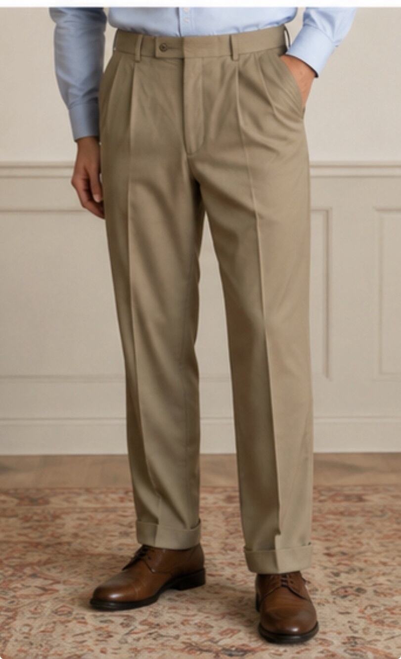 Louis Raphael Rosso Men’s Dress Pants 36x30 Tan Pleated Cuffed Classic Fit
